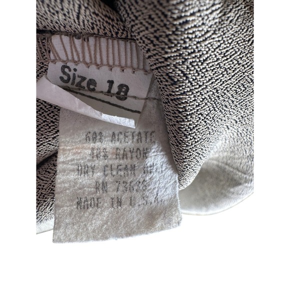 Vintage Ellen Figg Woman Longline Button-Up Shirt 18W Black & Cream Herringbone - Picture 4 of 6